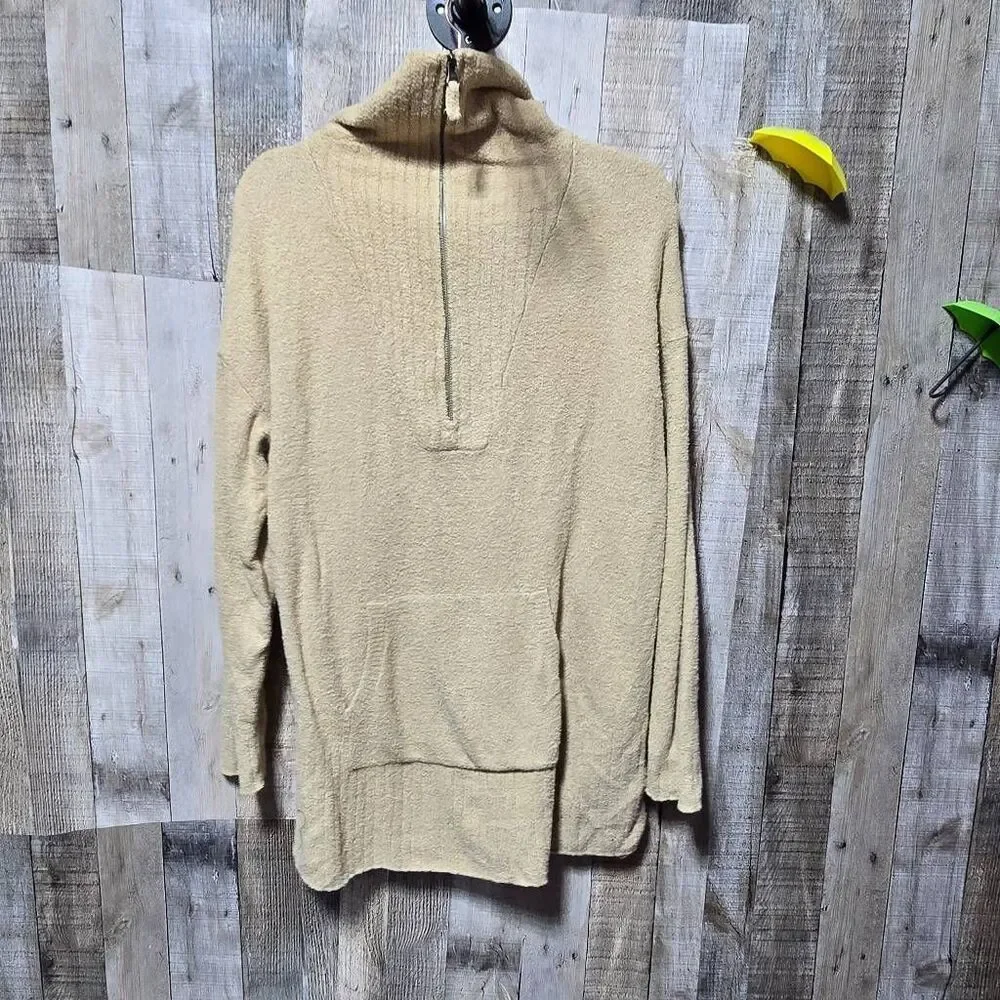 Barefoot Dreams CozyChic Lite Half Zip Tunic Sweater Biscotti Large Comfy Lounge - Picture 2 of 5